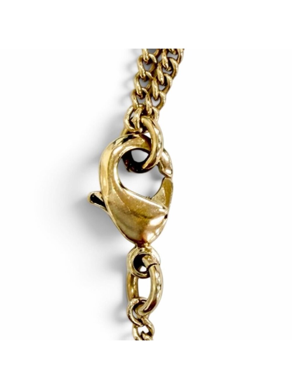 Chanel CC Logo Rhinestone Ribbon Necklace Gold - Picture 9 of 10